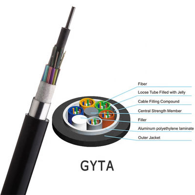 Single Mode 12/24 /48 Core Overhead Armored GYTS GYTA Outdoor Optical Cable