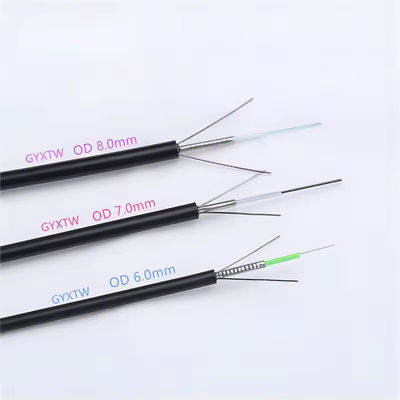 কাস্টমাইজড জিওয়াইএক্সটিডাব্লু বর্মযুক্ত 2 4 6 8 12 24 কোর একক মোড ফাইবার অপটিক ক্যাবল 6 মিমি 7 মিমি 8 মিমি মেসেঞ্জার সহ