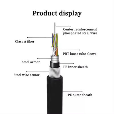 72 কোর GYTA33 সরাসরি কবর সাবমেরিন ফাইবার অপটিক ক্যাবল বিরোধী ভৃগু প্যান্টারড ফাইবার অপটিক ক্যাবল