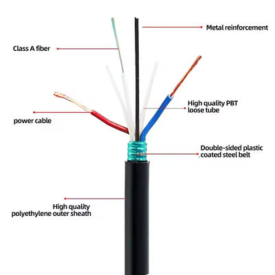 48 60 72 96core Armored ফাইবার অপটিক্যাল ক্যাবল with2*1.5mm-Power wire GDTA GDTS Photoelectric Hybrid ফাইবার অপটিক্যাল ক্যাবল