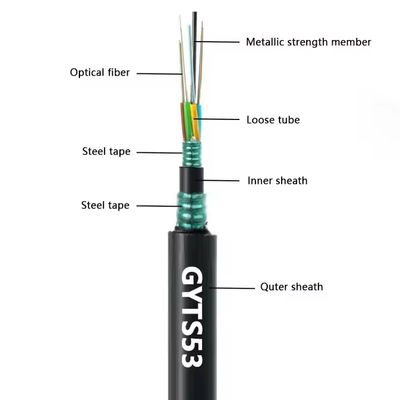 কারখানার স্টক আউটডোর ডাবল বর্মযুক্ত GYTS53-96 কোর ফাইবার অপটিক ক্যাবল ডাবল জ্যাকেট G652D একই দিন পাঠানো