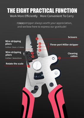 ৯-ইন-১ অপটিক্যাল ফাইবার স্ট্রিপার ফাইবার অপটিক প্লায়ার অপটিক্যাল কেবল স্ট্রিপার