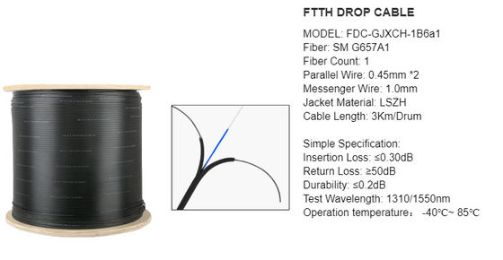 GJYXCH-1B6 G657A2 1 কোর অপটিকাল ফাইবার ড্রপ কেবল