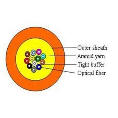 টাইট বাফার ওডি 6.8 মিমি 4 কোর কমলা ফাইবার অপটিক কেবল able