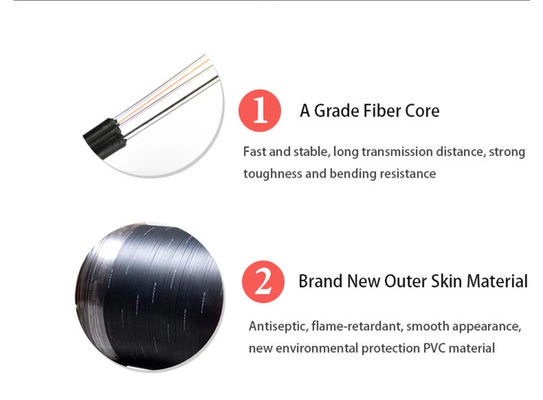 ব্ল্যাক জ্যাকেট জি 657 এ 1 1 কিমি এফটিটিএইচ ফাইবার অপটিক ড্রপ কেবল