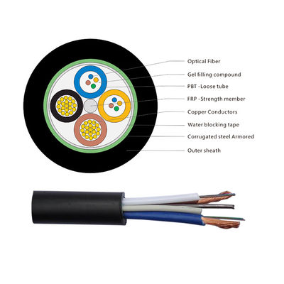 G652D 6 8 Core Photoelectric Hybrid Fiber Optic Cable With 2 Copper Power Wires OPLC