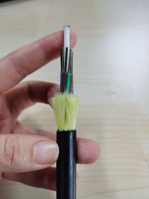 ওভারহেড সিঙ্গেল জ্যাকেট অল ডাইইলেকট্রিক সেল্ফ সাপোর্টিং ADSS স্প্যান 200m 12 24 48 Core Fibra Optic Cable